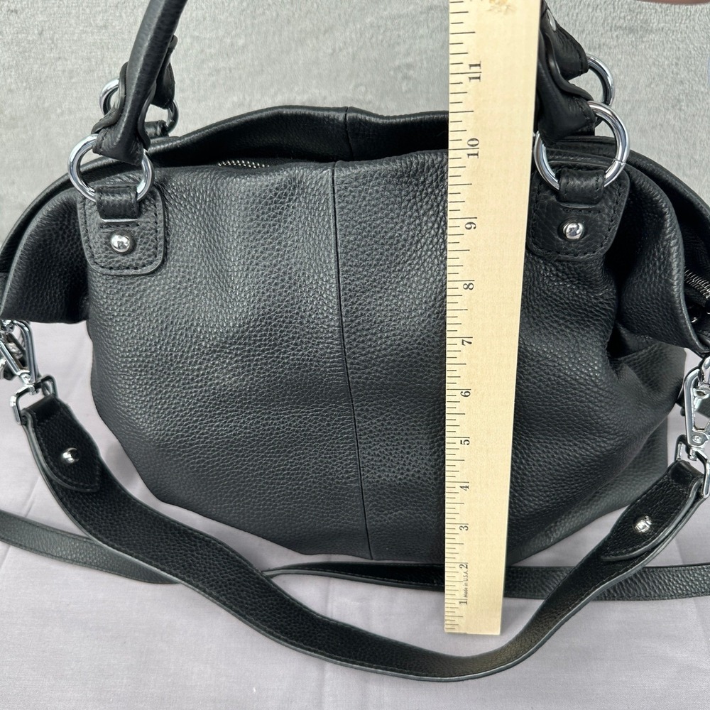 Kattee Satchel Bag Womens Medium Black Good Pebbled Leather Crossbody Tote - Picture 14 of 15